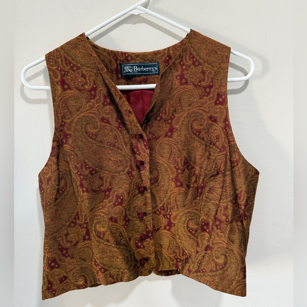 Vintage Burberry Paisley Vest. Size medium - Picture 2 of 7